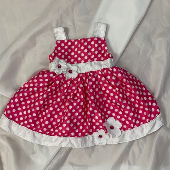 Youngland Baby Other - Youngland Baby Pink White Polka Dot Dress 24 Mo EUC